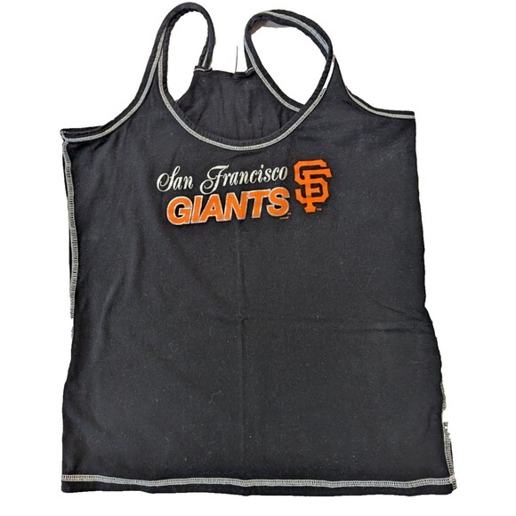 MLB San Francisco Giants Women Tank Top Blouse Size Lg Black Orange Silver - Picture 1 of 4